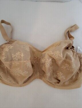 NWT Goddess Beige Lace Full-Coverage Underwire Bra - Size 34K
